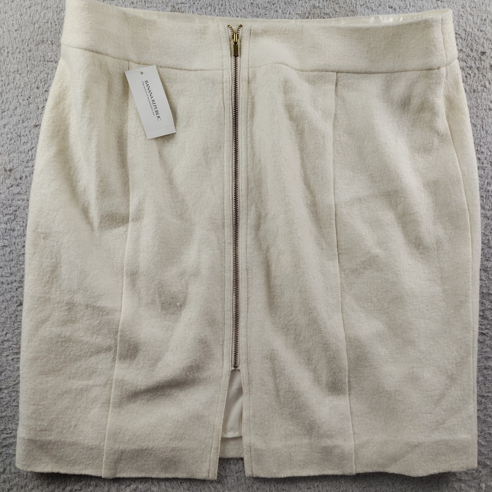 Women's Banana Republic Wool White Mini Skirt Size 12 Lined NWT $89.50